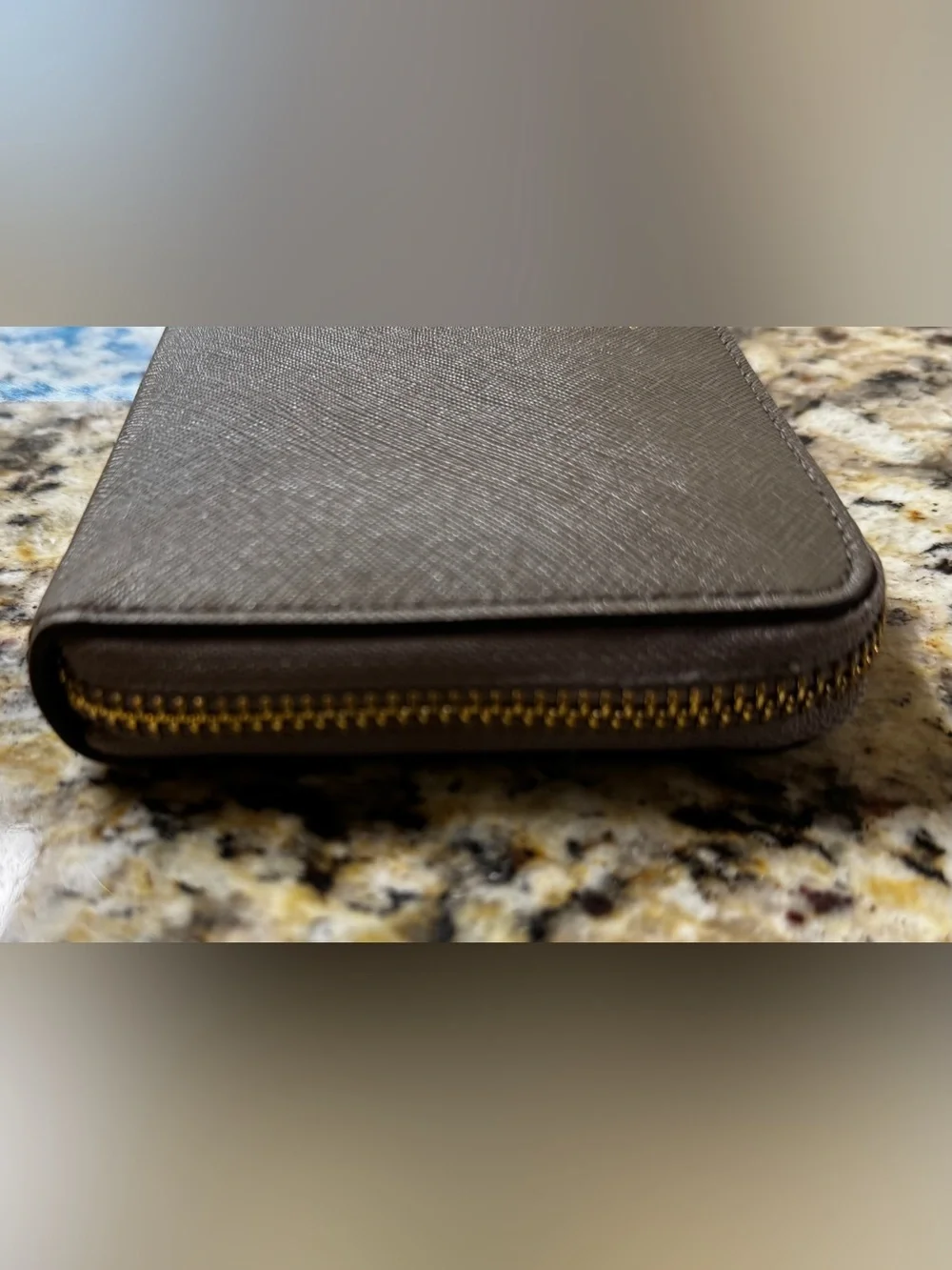 Kate Spade New York Mushroom Gray Saffiano Leather Zip Around Continental Wallet